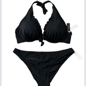 Victorias Secret Swim Capri Ruffle Bikini top Removable Push Up & Bottom Set